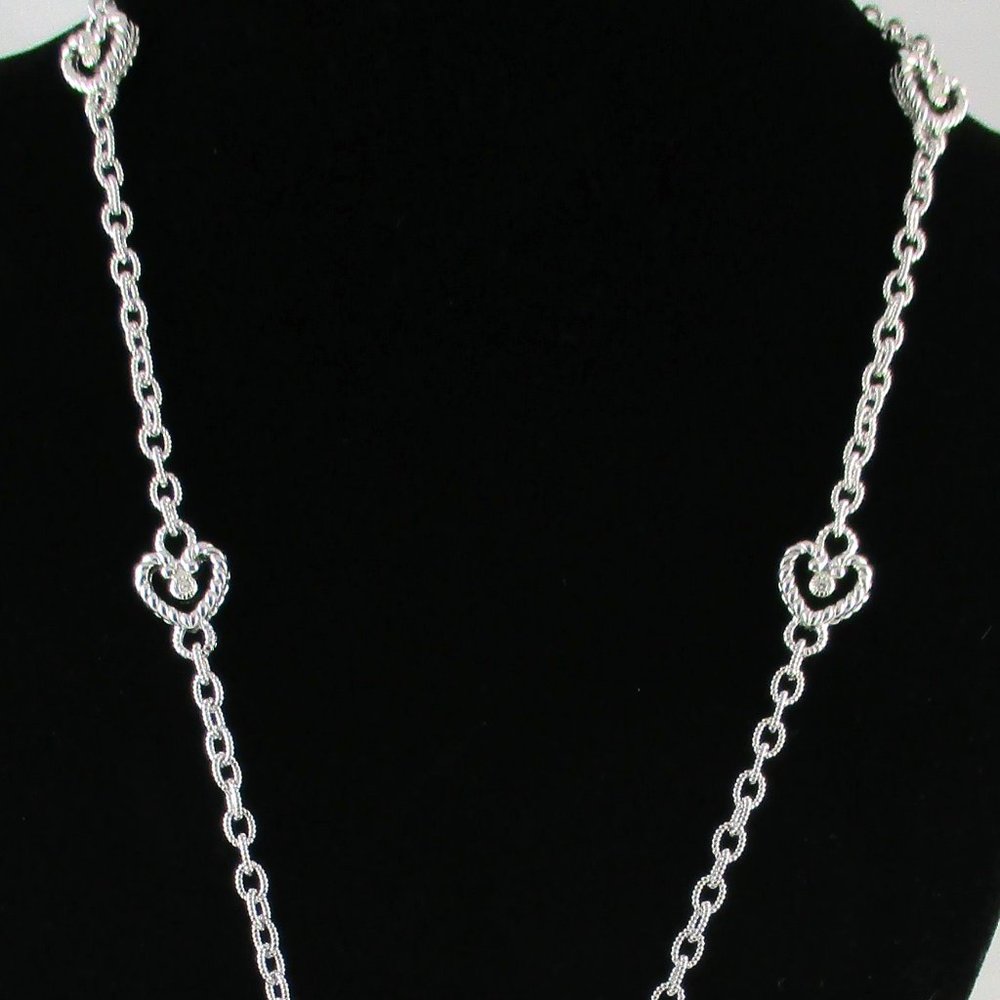 Judith Ripka Blue Agate Heart Enhancer with Chain - Picture 12 of 16